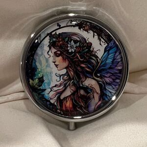 Whimsical Fairy Travel Pill Box 3 Compartment Medicine Pill Case Metal NEW🧚‍♀️